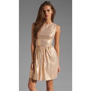 232. Shoshanna Anthropologie rose gold tillie sleeveless mini dress size 6